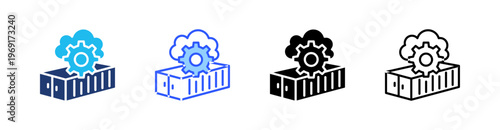Containerization Multiple Style Icon Set Collection Pack Web Banner Vector 