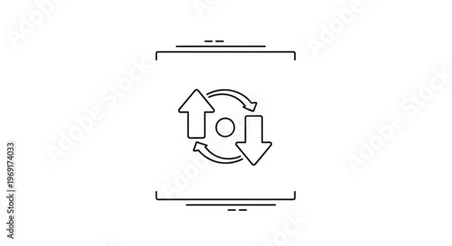 Modern minimal line icon depicting bidirectional data flow, refresh, and continuous update cycle