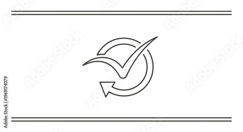 Minimalist line art icon representing successful process completion and ongoing validation cycle