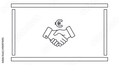 Euro currency handshake agreement symbol for financial partnership and successful business deal
