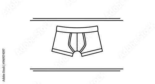 Minimalist line art illustration of classic men's undergarment for clothing design concepts