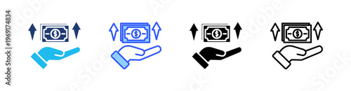 Wage Increase Multiple Style Icon Set Collection Pack Web Banner Vector 