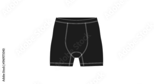 Modern minimalist black boxer brief underwear graphic illustration isolated on pristine white