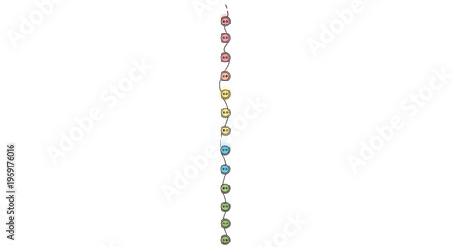 Vibrant decorative string of smiling faces arranged in a delightful colorful vertical gradient