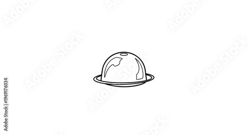 Minimalist celestial body line art illustration featuring a ringed planet graphic on a clean white