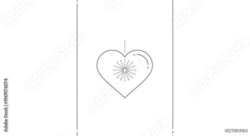 Minimalist heart symbol with radiating pattern depicting love and positive emotions for modern