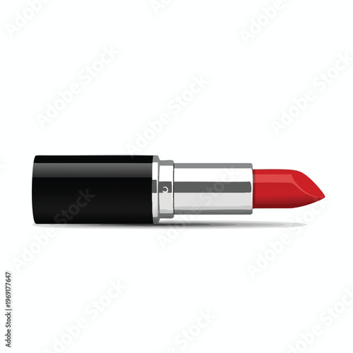A single red lipstick with a black case and metallic accents