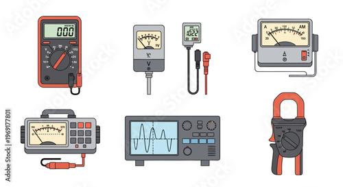 Multimeters and electrical testing equipment tools.