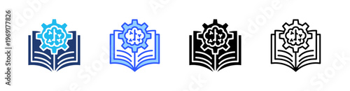 Adaptive Learning Multiple Style Icon Set Collection Pack Web Banner Vector 