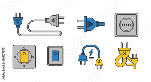 Electric plugs and socket icons.