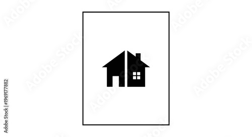 Minimalist two-part house icon symbolizing distinct residential property concepts and