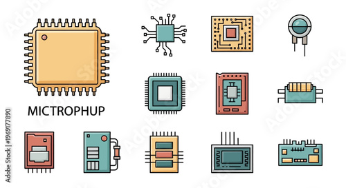 Microchip electronic component closeup view.