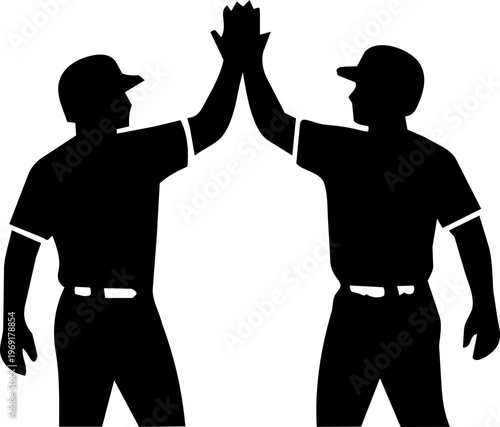 Baseball High Five Silhouette Icon