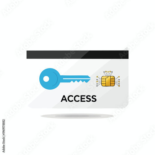 Card with key and chip symbolizing access and security