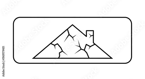 Linear icon representing a cracked house roof, symbolizing structural damage and maintenance needs