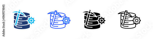 Data Mining Multiple Style Icon Set Collection Pack Web Banner Vector 