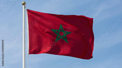 Moroccan flag waving outdoors