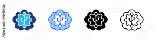 Artificial Intelligence Multiple Style Icon Set Collection Pack Web Banner Vector 