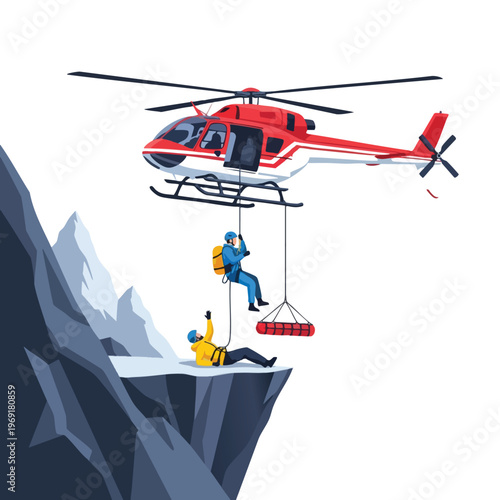 Helicopter rescues person from perilous cliff edge with hoist