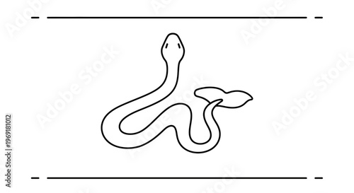 Minimalist serpentine silhouette on a pristine white canvas, conveying simple elegance and form