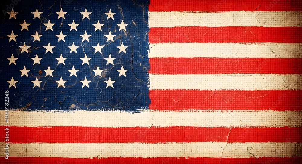 Fototapeta premium Close up of a worn and weathered american flag display