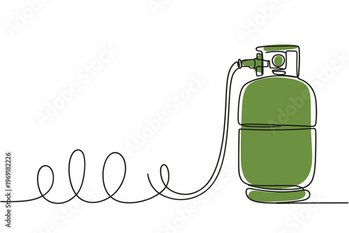 A single line drawing depicts a green propane tank and regulator