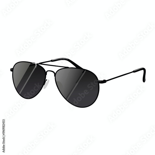 Black aviator sunglasses with gradient dark lenses and thin frame