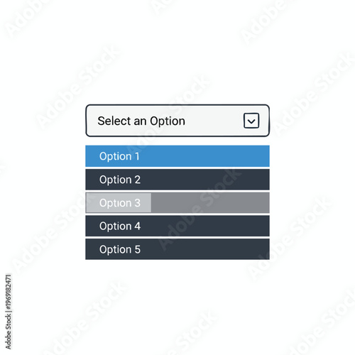 Dropdown menu with "Select an Option" and 5 sequential list items