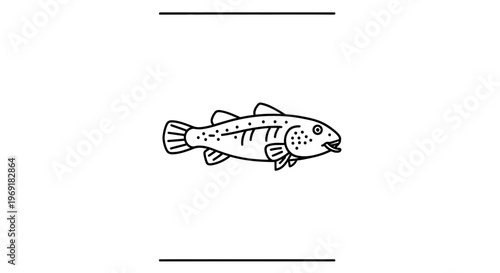 Charming minimalist black outline fish illustration for aquatic themes and fishing concepts