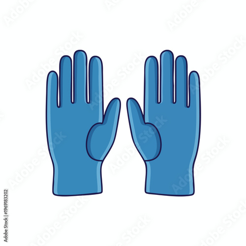 Two blue cartoon-style gloves shown with fingers extended upwards