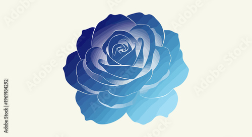Digitally crafted blue flower, revealing a mesmerizing unraveling petal structure with an automatically smooth, whisked gradient transition, embodying peace and elegance