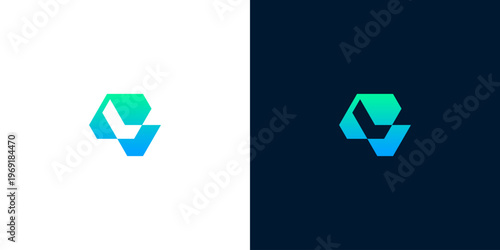 Modern abstract geometric logo design featuring intertwining shapes, creating a dynamic and clean brand identity suitable for corporate use, with a sleek gradient color palette