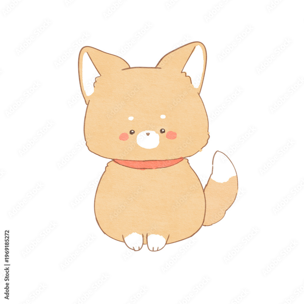 Fototapeta premium Cute kawaii shiba inu puppy watercolor illustration