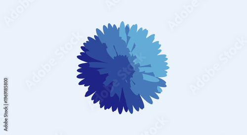 Abstract Blue Flower Illustration with Gradient Petals and Minimalist Design