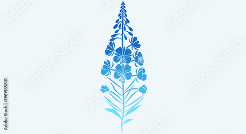 Blue watercolor fireweed flower illustration on a white background