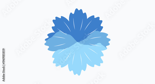 A beautifully abstract and modern multi-layered floral illustration featuring gradient blue petals, creating a serene and stylized flower design for diverse graphic projects