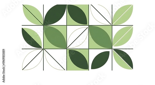 Geometric leaf pattern design elements.