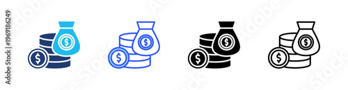 Wealth Multiple Style Icon Set Collection Pack Web Banner Vector 