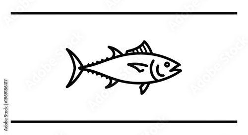 Minimalist tuna fish icon vector illustration for seafood design elements graphic art symbol