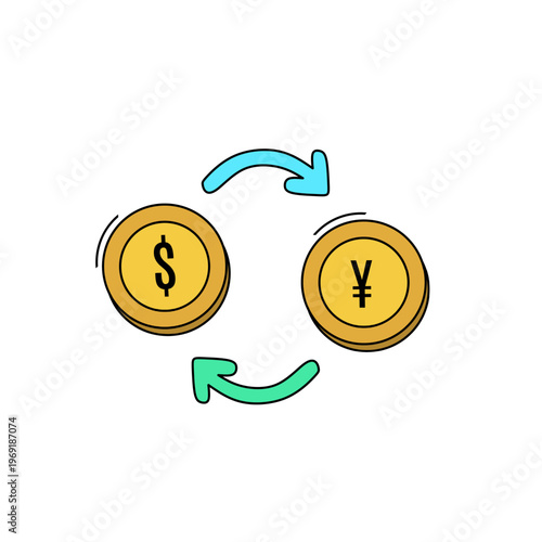 Dollar to Yuan Currency Exchange Illustration Money Conversion Concept