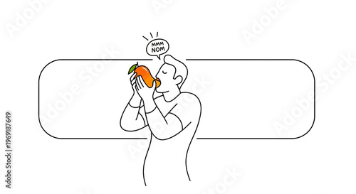 Delightful tropical fruit consumption moment with a satisfied individual enjoying a fresh mango