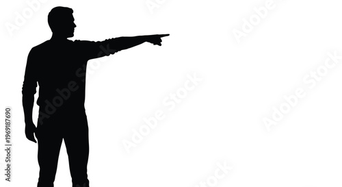 Professional man's silhouette vector illustration pointing his finger to highlight a key concept.