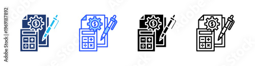 Project Accounting Multiple Style Icon Set Collection Pack Web Banner Vector 