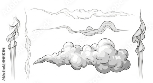 Sketch of Smoke and Clouds - A Detailed Vector Illustration.