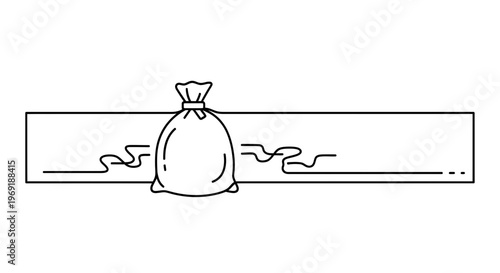 Minimalist outline illustration of a classic tied sack icon for financial and abstract concepts