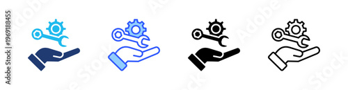 Management Service Multiple Style Icon Set Collection Pack Web Banner Vector 