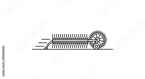 Modern Line Art Icon Illustrating Efficient Agricultural Field Preparation Machinery Moving Swiftly