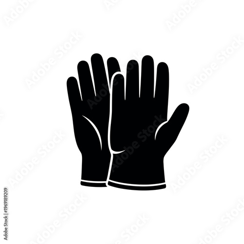 Pair of Protective Work Gloves Silhouette Icon.