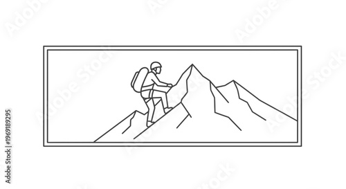 Determined climber ascending a rugged mountain peak demonstrating ambition and adventure