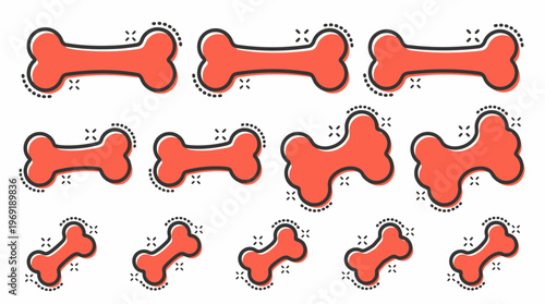Professional collection of orange dog bone icons vector illustration for pet supplies and animal care